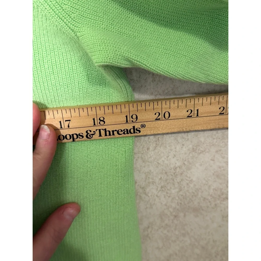 Talbots Cardigan‎ Womens Petite Large Green V-Neck Ribbed Cotton Blend NWT